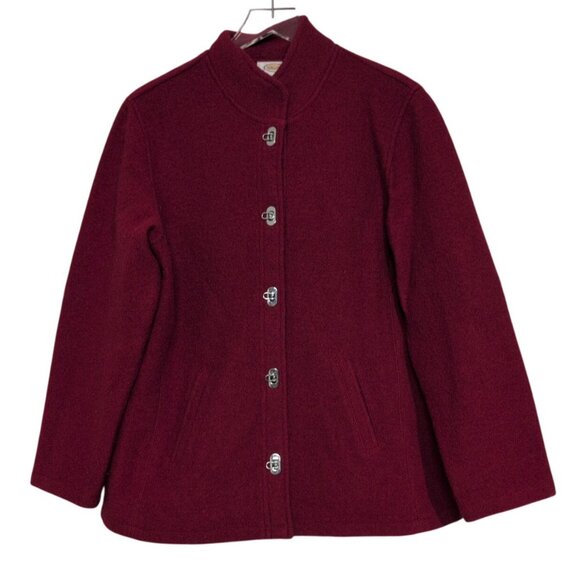 Talbots Jackets & Blazers - Talbots Boiled Wool Toggle Sweater Jacket Womens Size Medium Red Cardigan